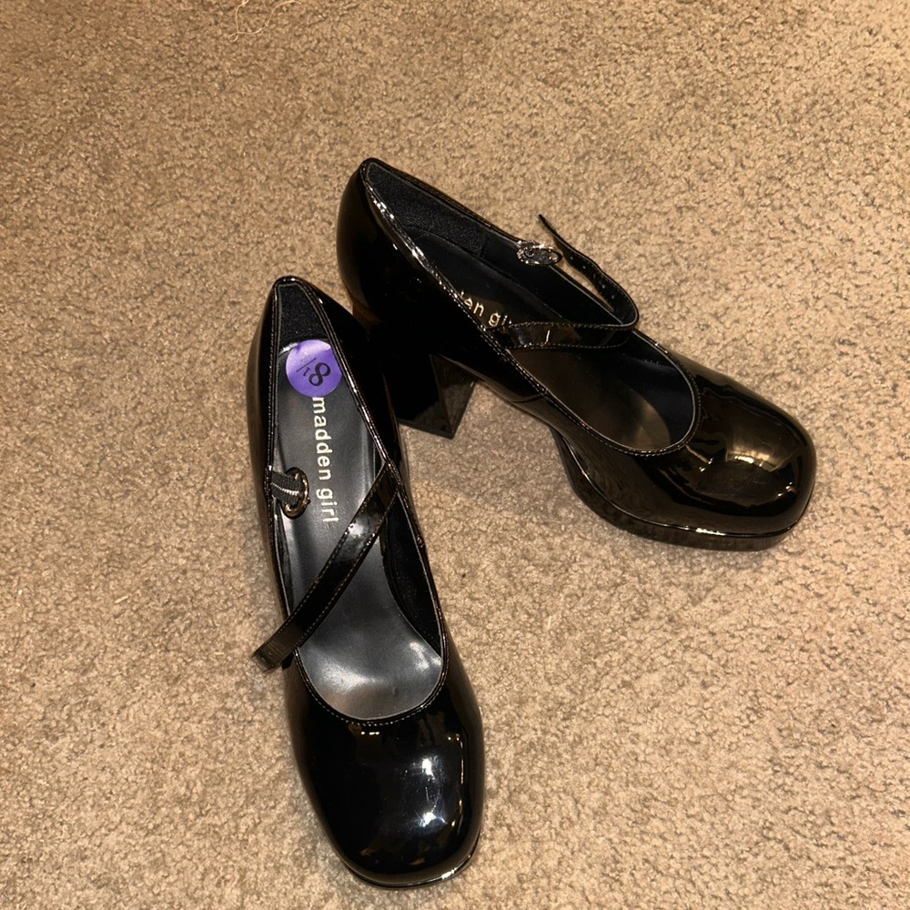 Madden Girl Glossy Black Heels